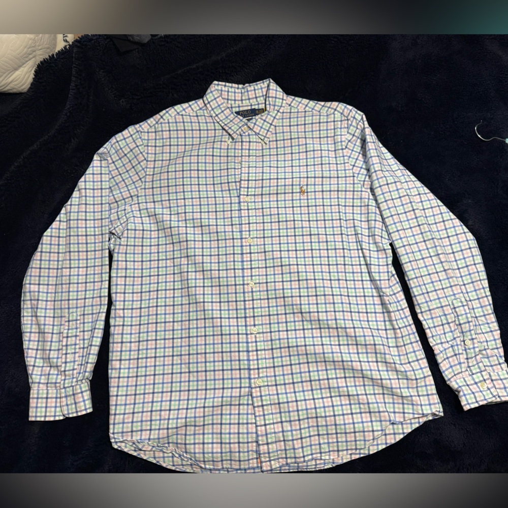 Ralph Lauren Blue and Green Plaid Button Down Shirt
